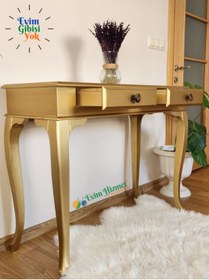 Resim Evim Hizmet 120 Cm Çekmeceli Gold Dresuar & Makyaj Masası 