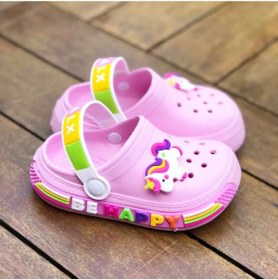 Resim minibonito Kız Çocuk Unicorn Figürlü Kaydırmaz Taban Terlik Sandalet 