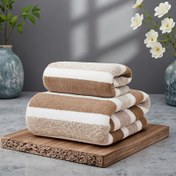 Resim Kombinasyon Set Lüks Havlu & Banyo Havlusu, Tek Parça Seçenekli, Süper Yumuşak, Hızlı Kuruyan - Modern Çizgili Tasarım, Uzay Temalı, 2 Renk Seçeneği 