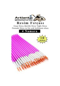 Resim Resim Fırçası 4 Numara 10 Adet Yuvarlak Uçlu Sentetik Resim Fırça Ekonomik Suluboya Akrilik Boya Guaj Boya Yağlı Boya 