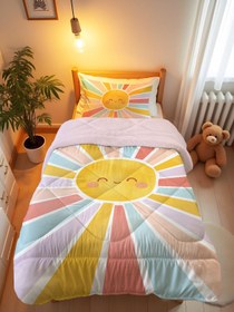 Resim Evmila Güneş Desenli Peluş Uyku Seti (Pembe Peluş) - 100*200 Cm Çarşaflı 