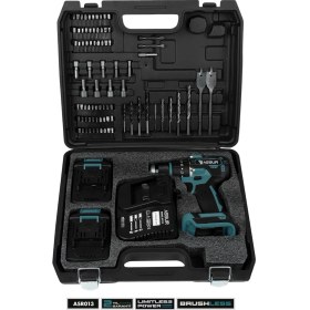 Resim Assur 21V Çift Akü Kömürsüz Motor Çelik Mandren Darbeli Akülü Vidalama Şarjlı Matkap 