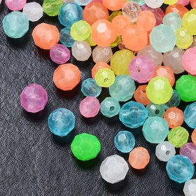 Resim 200/300 adet 6/8mm Karışık Renkli Akrilik Boncuk Işıltılı Çokgen Gevşek Arayıcı Boncuklar Takı Yapımı DIY Moda Bileklik Kolye Küpe Aksesuarlar - Gece Işıltılı Boncuklar 