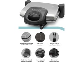 Resim Özbience Granit Plakalı Tost ve Izgara Makinesi, 5 Kademe Isı Ayarı, 1750W 