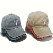 Resim 1 Adet Trendy Stil Yeni Tasarım 7 Numaralı Delikli Beyzbol Şapkası Unisex Sokak Snapback Kepi - Outdoor, Plaj ve Günlük Aktiviteler İçin 