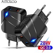 Resim Aıxxco Usb Led Hızlı Şarj Pd 28w Usb Şarj Aleti Qc3.0 2a Hızlı Duvar Şarj Cihazı Cep Telefonu Şarj Cihazı Samsung Xiaomi İphone Uyumlu 12 İçin 
