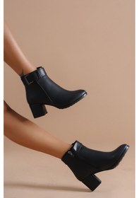 Resim Feles Tokalı Klasik Kadın Bot Siyah 