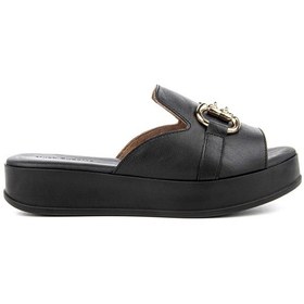 Resim Hush Puppies Asan 624219 Hakiki Deri Kadın Terlik Siyah Siyah 