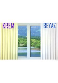 Resim 270x250 Cm. Atlas Saten Güneşlik Perde Beyaz Ve Ekru Renk Seçeneğ Ekru - Beyaz 