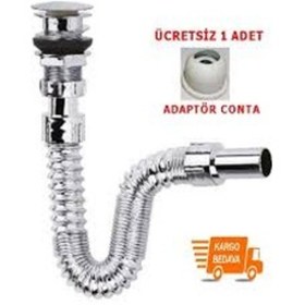 Resim Pop Up Krom Kaplama Bas-Stoplu Körüklü Lavabo Sifonu Eviye Sifon N11.630 