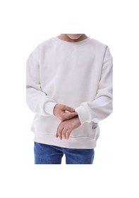 Resim Erkek Çocuk Sweatshirt %100 Pamuk Rahat Kalıp 5-10 Yaş Krem 