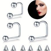 Resim 16G Paslanmaz Çelik Monroe Medusa Kulak Delme Topu Konik Lippy Döngü Labret U-Şekilli Dudak Halkası Piercing Takısı 8mm 10mm Çifti 