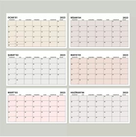Resim Boho Renk Aylık Planlama Masa Takvimi, 2027 Takvim, Minimalist Fonksiyonel Takvim - Kraft Ayak 