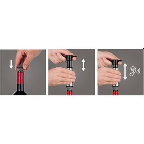 Resim Vacu Vin 6492616 Şarap Vakum Seti Paslanmaz Çelik 1 Pompa 2 Tıpa 