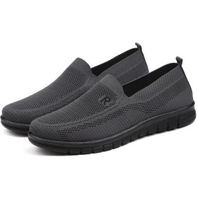 Resim Gri Örgü Erkek Ayakkabısı Yaz Nefes Loafer'lar Üzerinde Kayma Yumuşak Moccasins Ayakkabı Erkek Flats Erkek Sürüş Ayakkabısı 2023 Gri 