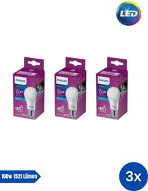 Resim Philips Mycare LED Lamba 13W - 100W 6500K Beyaz Işık 1521 Lümen Yüksek Işık ( 3 ADET ) 