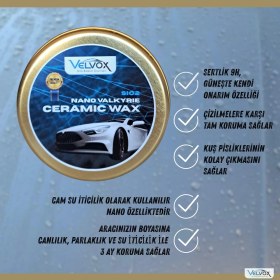 Resim Velvox Sio2 Nano Seramik Wax 110 gr | 9H Sertlik – Carnauba Krem Cila – Alman Cila Bezi ve Wax Süngeri Hediye | Parlaklık, Koruma, Su İtici Etki 