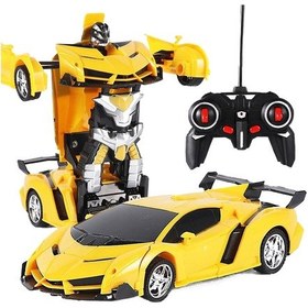 Resim Elektrikli Uzaktan Kumandalı Araba Dönüştürme Robotu-sarı 05 