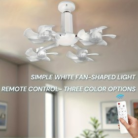 Resim 20W Işık + 20W Fan LED Tavan Vantilatörü, Uzaktan Kumandalı, 3 Renk 3 Hız Ayarı, Zamanlayıcı Fonksiyonu, E26/27 Vidalı Taban, Mutfak, Yatak Odası, Balkon, Oturma Odası İçin Uygun, Katlanabilir Tasarım, Geniş Hava Akışı için Uzatılmış Direkli, Ultra Sessiz Yüksek Hava Hacmi 