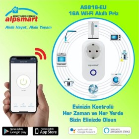 Resim Alpsmart AS816EU Wifi Akıllı Priz Uzaktan Kontrollü Tuya App Destekli- 16A 