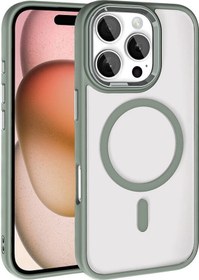 Resim iPhone Uyumlu 16 Pro Kılıf Wireless Şarj Özellikli Krom Magsafe Silikon Kapak 