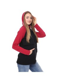 Resim Luvmabelly Myra4525 Bordo&siyah Parçalı Kapüşonlu Ve Cepli Emzirme Sweatshirt 