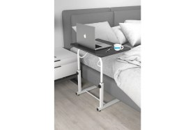 Resim Woodhub 60 cm Eğim Yükseklik Ayarlı Laptop Sehpası Kahvaltı Ders Çalışma Bilgisayar Ofis Yemek Masası Metal 