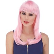 Resim Kuzgun Ticaret Bfs Soft Pembe Renk Uzun Düz Parti Peruğu 