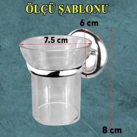 Resim Badem10 Diş Fırçalık Vidalı Banyo Diş Fırçası Kabı Kutusu Krom Kristal 