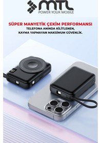 Resim Magsafe Uyumlu 3in1 37,5 Watt Hızlı Şarj Powerbank Watch Ve Airpods Şarj Destekli Mt4580 Siyah 