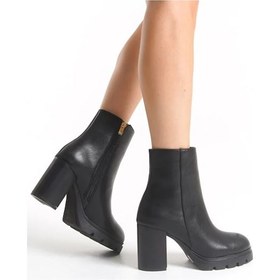 Resim Feles Kalın Topuklu Oval Burun Kadın Bot Siyah 