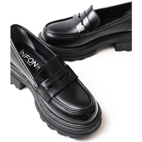 Resim Aska Shoes 746-759 Günlük Yüksek Tabanlı Loafer Ayakkabı Siyah Rugan 