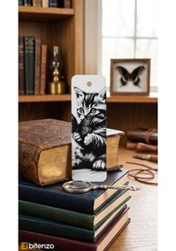 Resim Yavru Kedi Ve Kelebek Figürlü Kabartma Dokulu Kitap Ayracı - Sevimli Tasarım Kitap Aksesuarı 