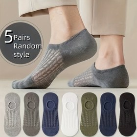 Resim 5 Çift Uniseks Nefes Alabilir Düşük Kesim Ayak Bileği Çorapları - Yaz Koleksiyonu, Yumuşak Polyester Karışımı, Çeşitli Renkler (Gri, Koyu Mavi, Açık Mavi, Yeşil, Lacivert) Topuk Koruma ile, Günlük Giyim için Mükemmel, Yazlık Çoraplar | Uniseks Ayak Bileği Çorapları | Yumuşak Kumaş Çoraplar, Sevimli Çoraplar 