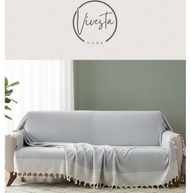 Resim Pamuklu Koltuk Örtüsü 180 210 Cm Leke Tutmaz, Dayanıklı, Modern Tasarım Gri 