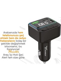 Resim Daisy Home 45W Turbo Şarjlı Bluetooth Fm Transmitter + USB Destekli 