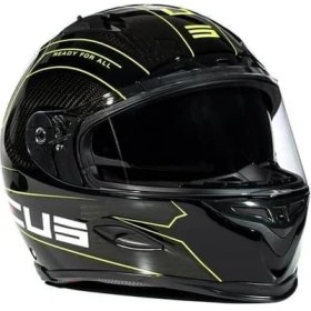 Resim Ohbe Express ZS-1800B Motosiklet Kaskı Kapalı Kask Gloss Carbon Am8 Fluo Yellow L 