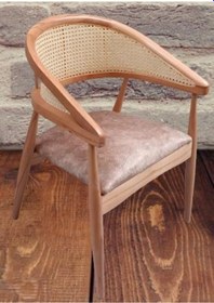 Resim Sandalye İnci Hasırlı Tam Kolçaklı Ortopedik Oturumlu Kayın Ayaklı Meşe Renk 1 Adet El Yapımı 