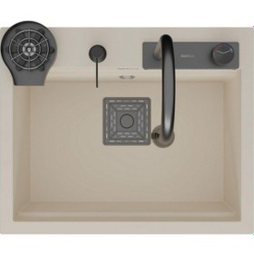 Resim Real Stone Angel Granit Akıllı Eviye Seti Krem 60x49 Krem 