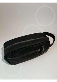 Resim Ogdo - Erkek Siyah Deri Portföy Clutch Ve Günlük El Çantası Siyah 