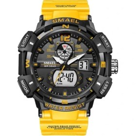 Resim Hanyang Turuncu Smael Erkek Dijital Spor Saatler Su Geçirmez Aydınlık Elektronik Kol Saati Haki Kayış Ikili Zaman Kuvars Izle Adam Часы Relogio (Yurt Dışından) 