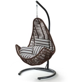 Resim Zen Modern Salıncak - Kahve İp / Zebra Kumaş 