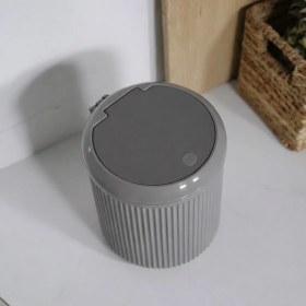 Resim Sas Haus Lines Lüks Çizgili Tezgah Üstü Mutfak Çöp Kovası - Gri Kapaklı Atık Kutusu 5 Litre 3029 