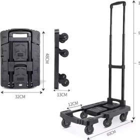 Resim Balatlı 6 Tekerli Katlanabilir ve Ayarlanabilir Taşıma Arabası 200 kg 