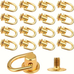 Resim Deri zanaatı için vida arkasıyla 12'li D halka perçin seti - DIY çantalar cüzdanlar el işi için metal bağlantı elemanları 