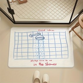 Resim 1 Adet Doğal Diatom Çamuru Minimalist Duş Paspası, Aşınmaya Dayanıklı Kaymaz Hızlı Kuruyan Banyo Paspası, Emici ve Kolay Temizlenebilir, Banyo, Küvet, Duş Odası ve Mutfak İçin Uygun 