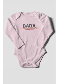 Resim Morivokids Baba, Seni Seviyorum Uzun Kollu Bebek Body %100 Pamuk Bebe Pembe 