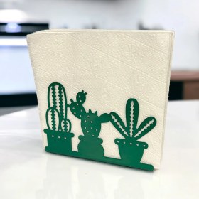 Resim Decorelax Kaktüs Temalı Yeşil Metal Peçetelik 