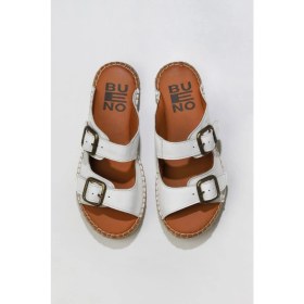 Resim Bueno Shoes Beyaz Deri Kadın Düz Terlik 
