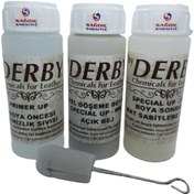 Resim 3'lü Derby Açık Bej Deri Oto Direksiyon Döşeme Boyama Seti 